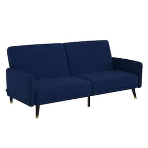74 in. W Round Arm Fabric 2-Seat Living Room Sofa in Blue