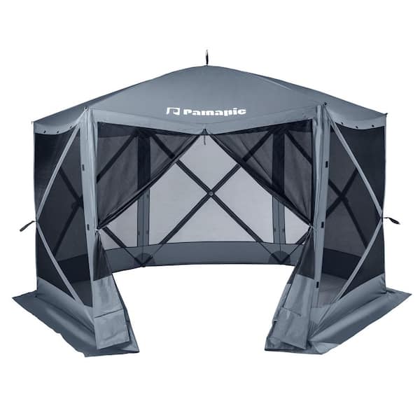 PamaPic 12 ft. x 12 ft. Outdoor Gray Portable 6 Sided Pop-Up Canopy Screen Tent