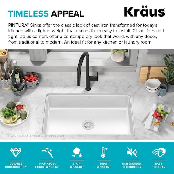 Glossy White Kraus Undermount Kitchen Sinks Ke1us32gwh 40 600 
