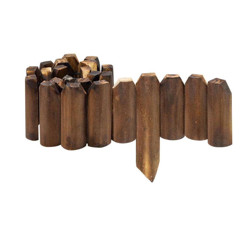 47 in. x 5.9 in. x 0.8 in. Brown Wood Garden Edging, Fence Border Decorativ