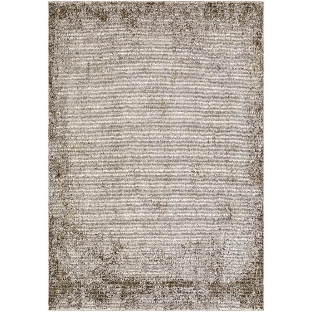Myrtle Avenue Gray and Taupe Synthetic Area Rug, 5'3" x 7'7"