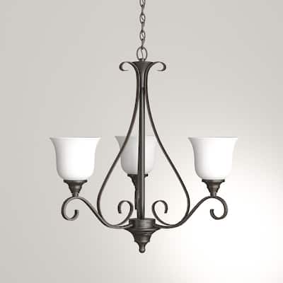 Westwood 3-Light Oil Rubbed Bronze Chandelier with Frosted White Glass Shades