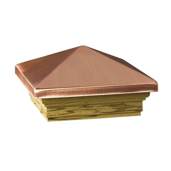 Unbranded Verona 4 in. x 4 in. Copper High Point Pyramid Post Cap