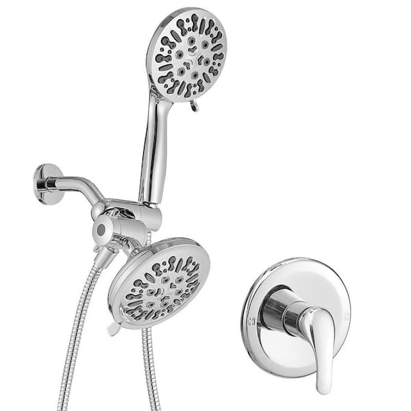 Single Handle 8-Spray Shower Faucet 1.8 GPM with Pressure Balance Valve and Dual Heads in Polished Chrome