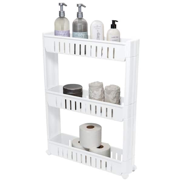 SIMPLIFY 3 Tier Slim Slide Out Storage Cart in White