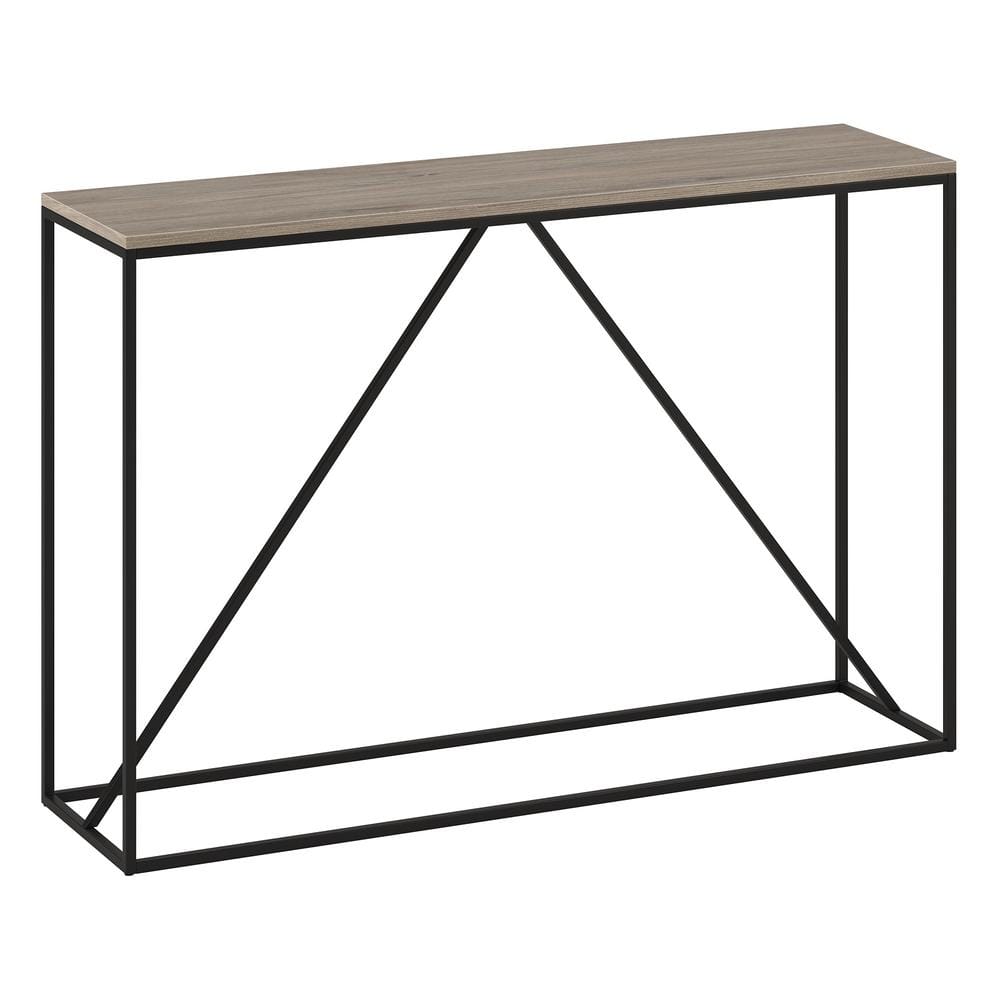 Nia 45" Blackened Bronze and Gray Oak Console Table