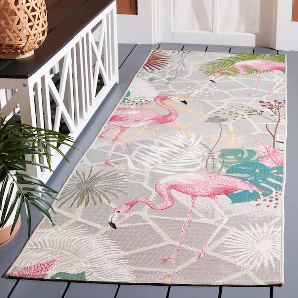 Barbados Gray/Pink 3 ft. x 8 ft. Runner Novelty Animal Print Indoor/Outdoor Area Rug