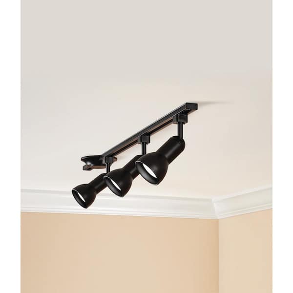 Hampton Bay 44 in. 3-Light Black R20/PAR20 Medium-Step Linear Track Lighting Kit