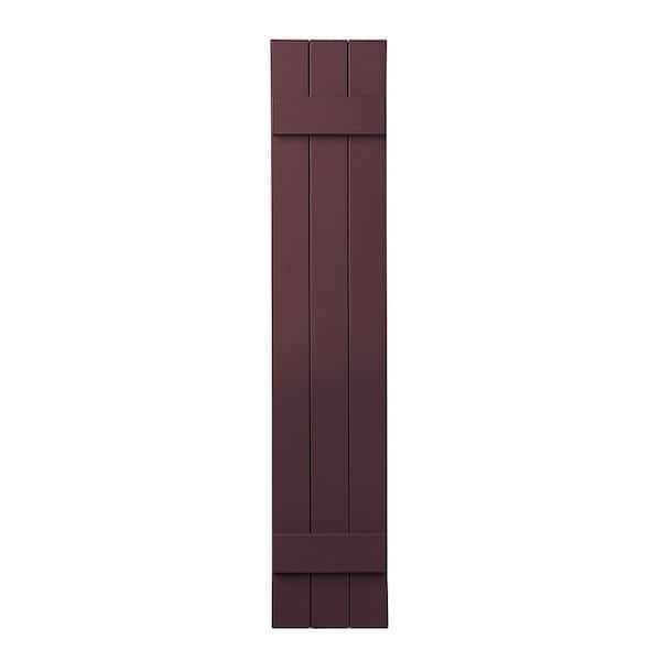Ply Gem 11 in. x 51 in. Polypropylene Plastic 3-Board Closed Board and Batten Shutters Pair in Vineyard Red