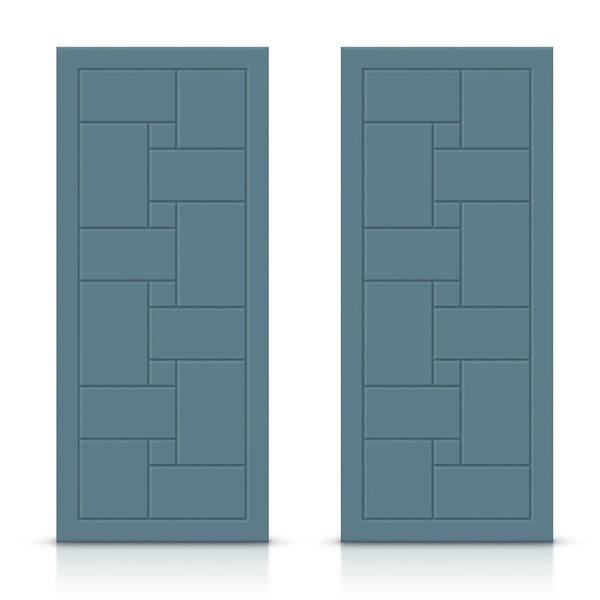 CALHOME 84 in. x 96 in. Hollow Core Dignity Blue Painted Composite MDF Interior Double Closet Sliding Doors