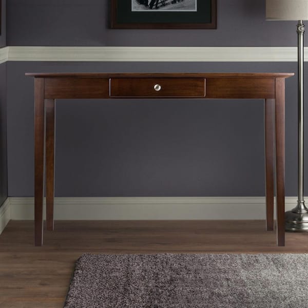 WINSOME WOOD Rochester 44 in. Walnut Rectangle Wood Console Table with Drawers