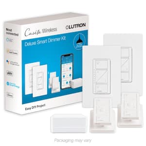 Caseta Wireless Smart Lighting Dimmer Switch (2 count) Starter Kit with Smart Bridge, Pedestals for Pico Remotes