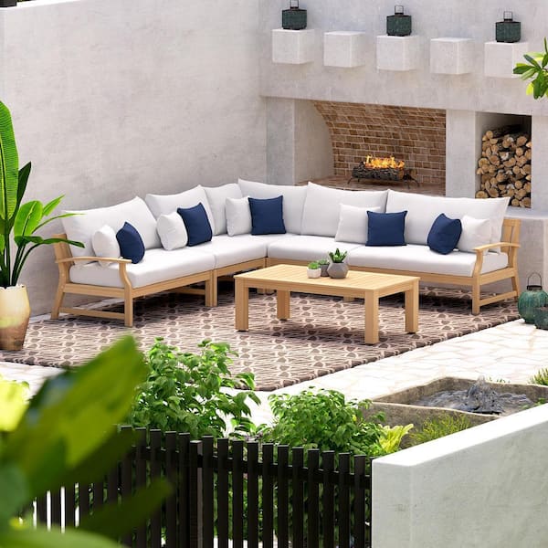 Teak outdoor sectional discount sunbrella