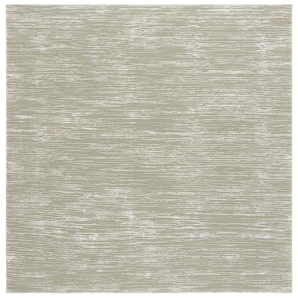 Revive 7 ft. x 7 ft. Sage/Ivory Solid Distressed Square Area Rug
