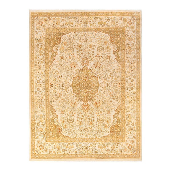 Mogul One-of-a-Kind Traditional Ivory 9 ft. 2 in. x 12 ft. 2 in. Oriental Area Rug