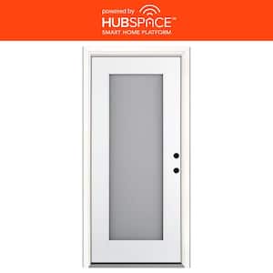 Smart Glass 36 in. x 80 in. Left Hand Inswing 1-Lite Smooth Unfinished Fiberglass Prehung Front Door