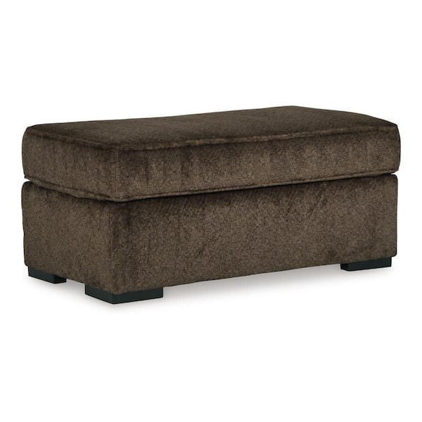 Ayle Chocolate Brown and Black Polyester Rectangle Accent Ottoman