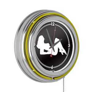 Shadow Babes Yellow A Series Lighted Analog Neon Clock