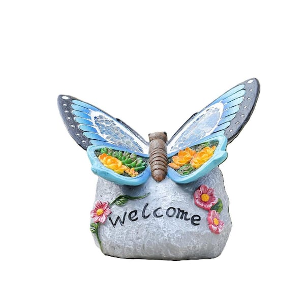Phewnyzo ‎7. 7in. x 5.9 in. x 6.6 in. Garden Statue Solar Butterfly Decor for Outdoor