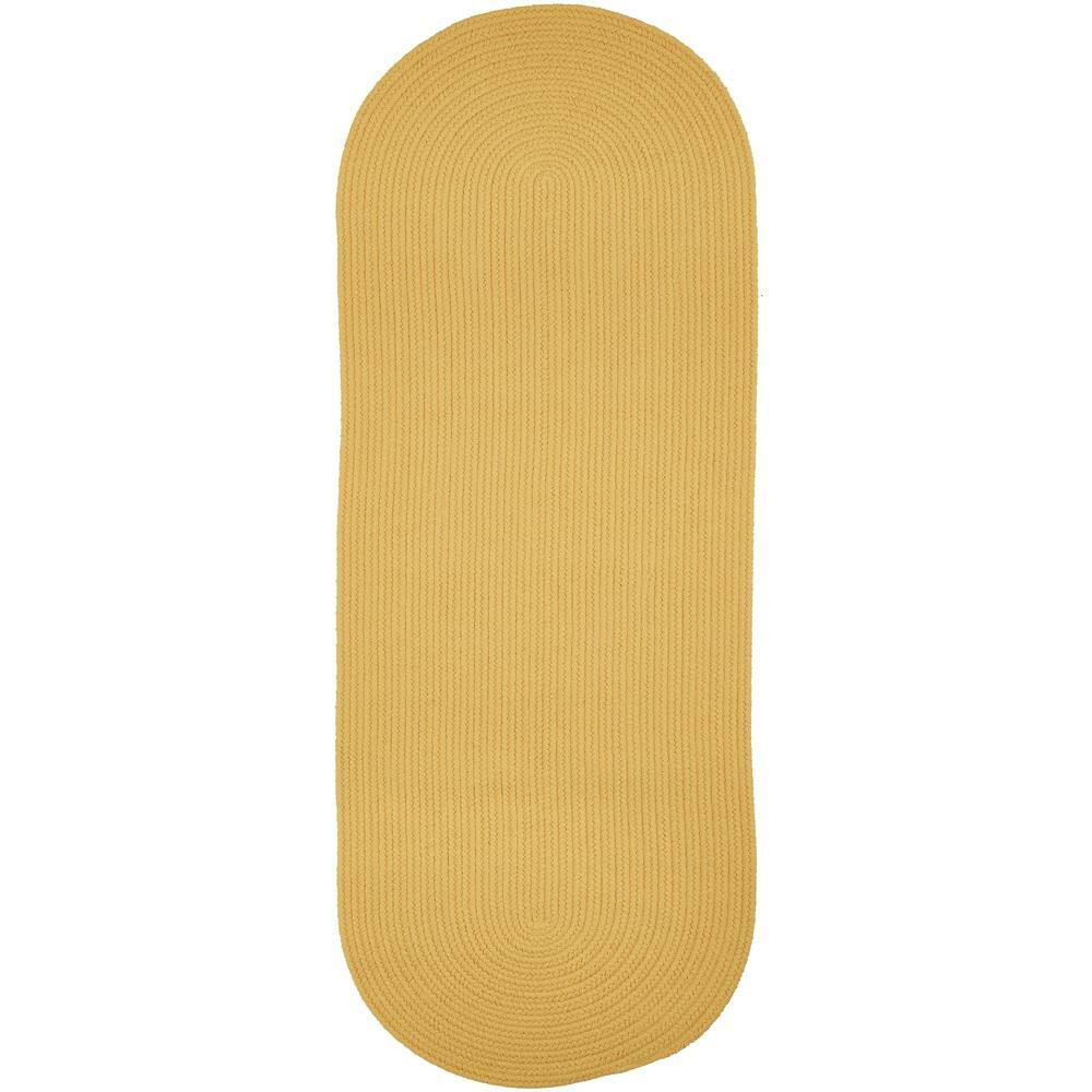 Texturized Solid Daffodil Poly 2 ft. x 6 ft. Braided Runner Rug