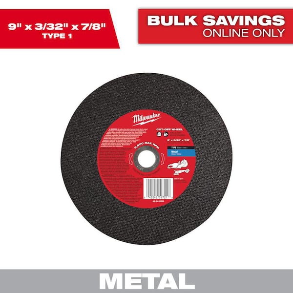 9 in. x 3/32 in. x 7/8 in. Type 1 Metal Cut-Off Wheel