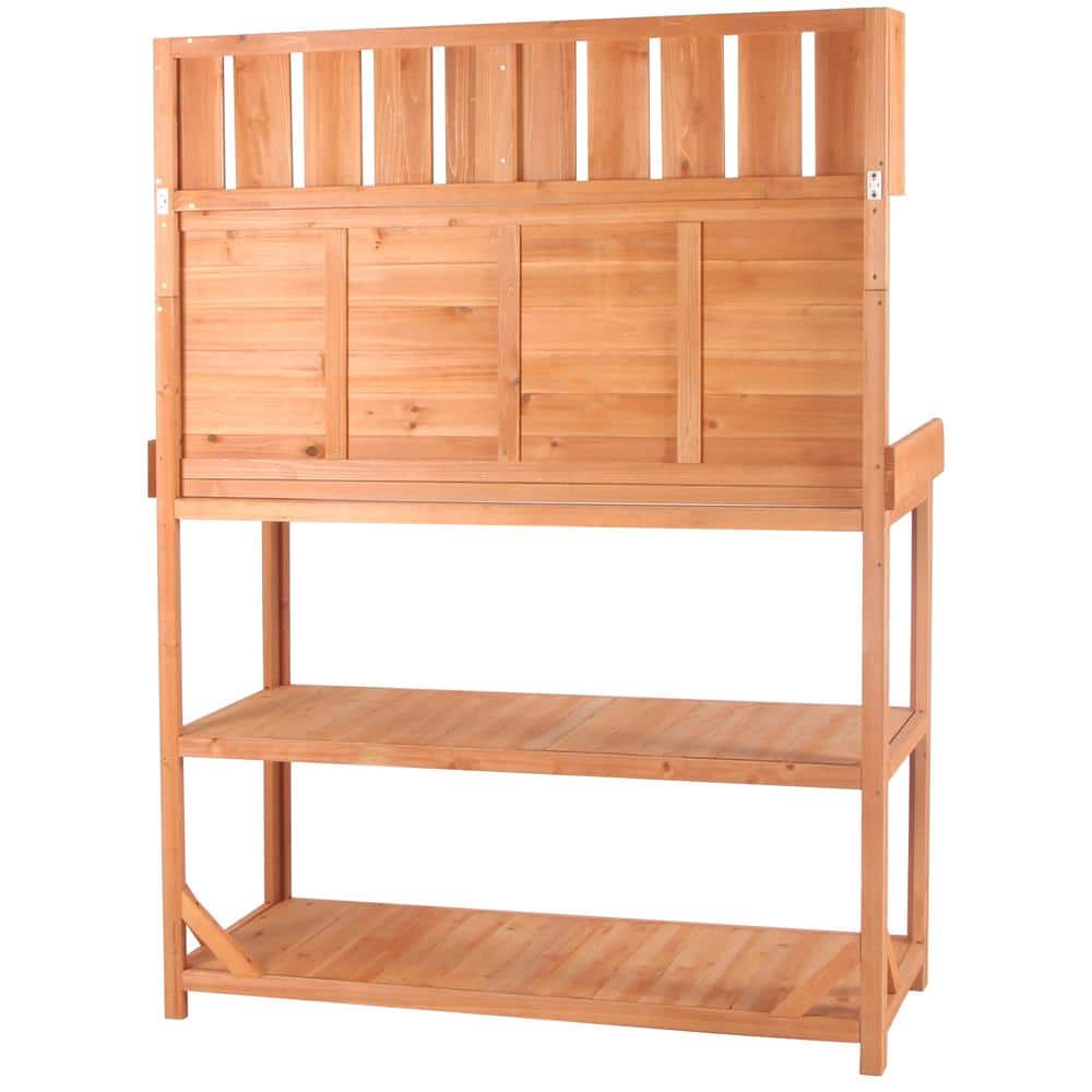 "65"" Large Wooden Farmhouse Rustic Outdoor Potting Bench Table, Patio Workstation, Garden Potting Bench" price history on PriceWatchPro