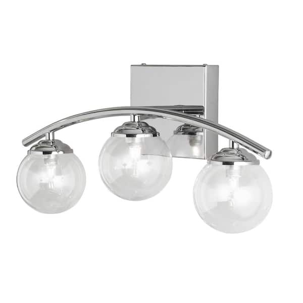 6 in. 3-Lights Polished Chrome Vanity Light