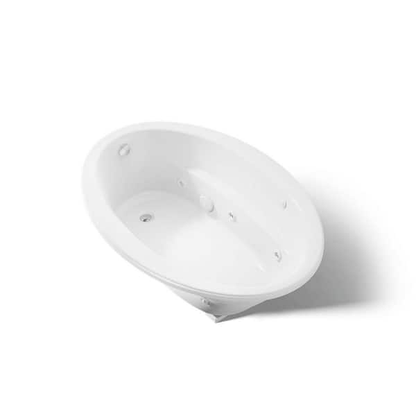 Sunward 60 in. x 42 in. Oval Combination Bathtub with Reversible Drain in White