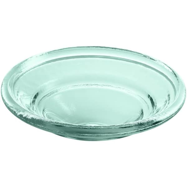 Spun 17.5 in. x 17.5 in. Vessel Bathroom Sink in Translucent Dew Glass