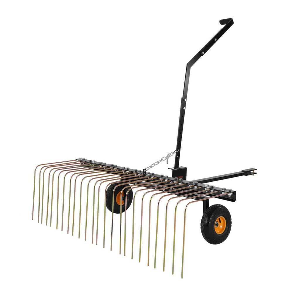 60 in. Tow Behind Dethatcher with 24 Steel Tines, Lawn Rake with Lift Handle for Leaves, Pine Needles, and Grass price history on PriceWatchPro