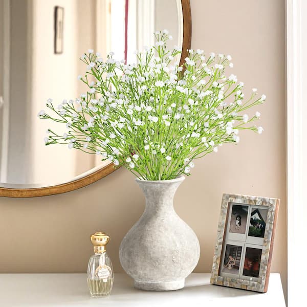 LIVING LUXURY 14 in. White Artificial Baby's Breath Gypsophila