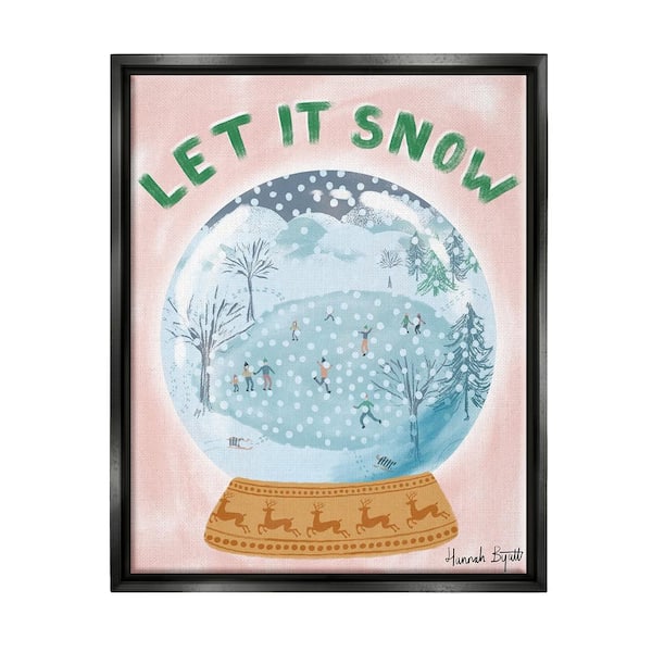 Stupell Industries Let it Snow Globe by Hannah Byatt 1-Piece Floater Frame Graphic Print People Poster Art Print 31 in. x 25 in.