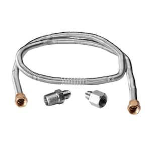 48 in. Whistle Free Flex Hose for Gas Fire Pits, 3/8 in. with 1/2 in. NPT Adapters