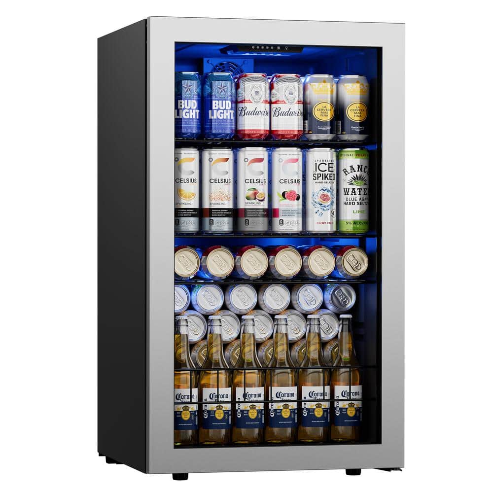 Ca'Lefort 18.8 in. Single Zone 142-Can Beverage Cooler Freestanding Refrigerator Frost Free Tempered Glass Door in Stainless Steel CLF-BSJC95-HD - The Home Depot