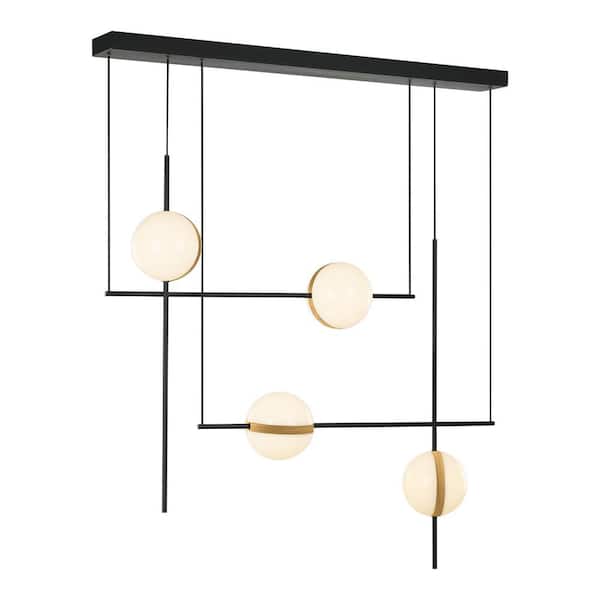 ALORA Tagliato 40 in. 1 Light 42-Watt Matte Black/Brushed Gold Integrated LED Pendant Light