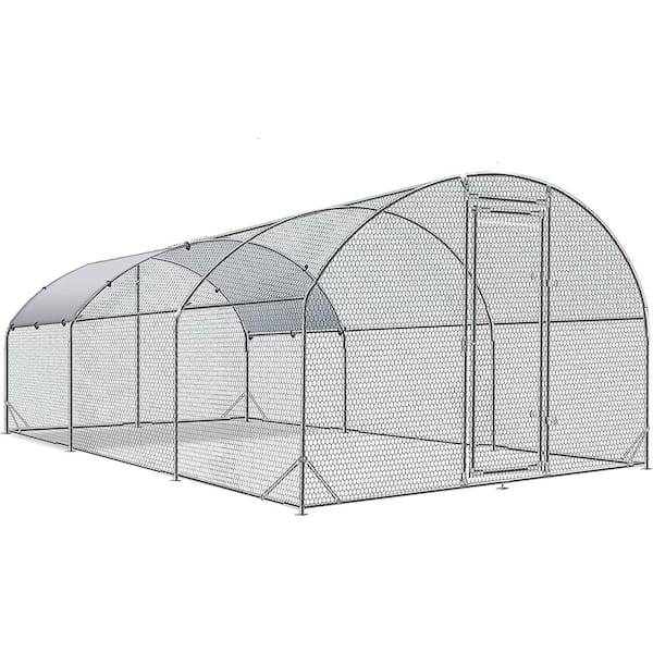 Siavonce Large Metal Chicken Coop Upgrade 3 Support Steel Wire Impregnated Plastic Net Cage, Oxford Cloth Silver Plated