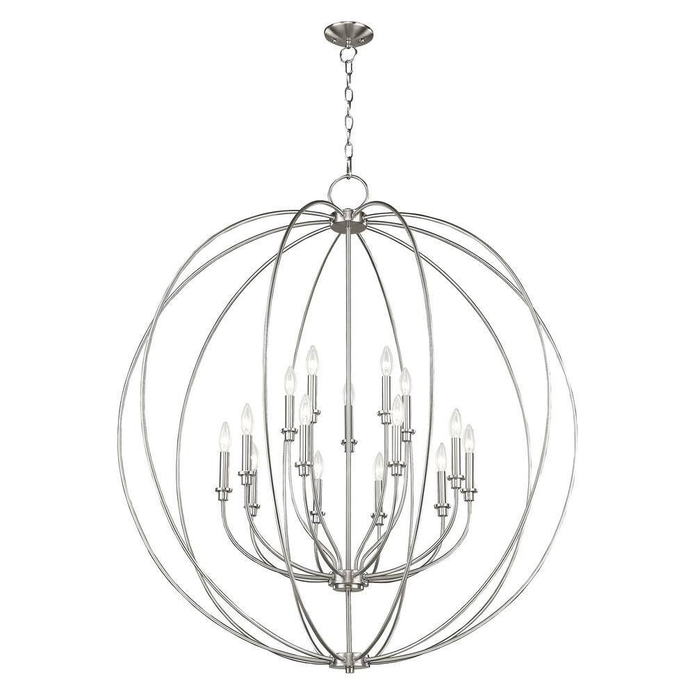 Elegant Brushed Nickel 15-Light Candelabra Chandelier