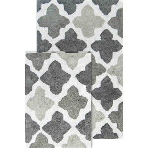 Alloy Moroccan Tiles Grey 21 in. x 34 in. and 17 in. x 24 in. 2-Piece Bath Rug Set