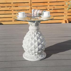 Penny Outdoor Glass Round White Coffee Table