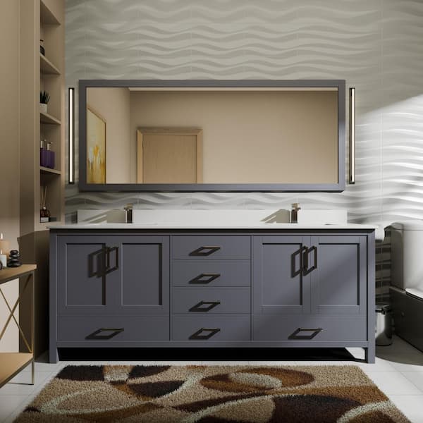 Jacques 72 in. W x 22 in. D Dark Grey Bath Vanity and Cultured Marble Top