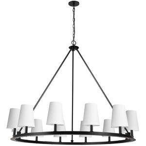 Colby 12-Light Matte Black Shaded Circle Chandelier for Dining