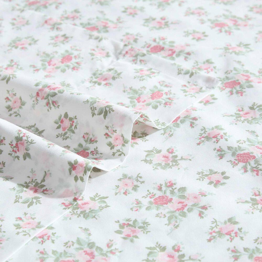 Leanna Rose Pink Floral Cotton Twin Sheet Set