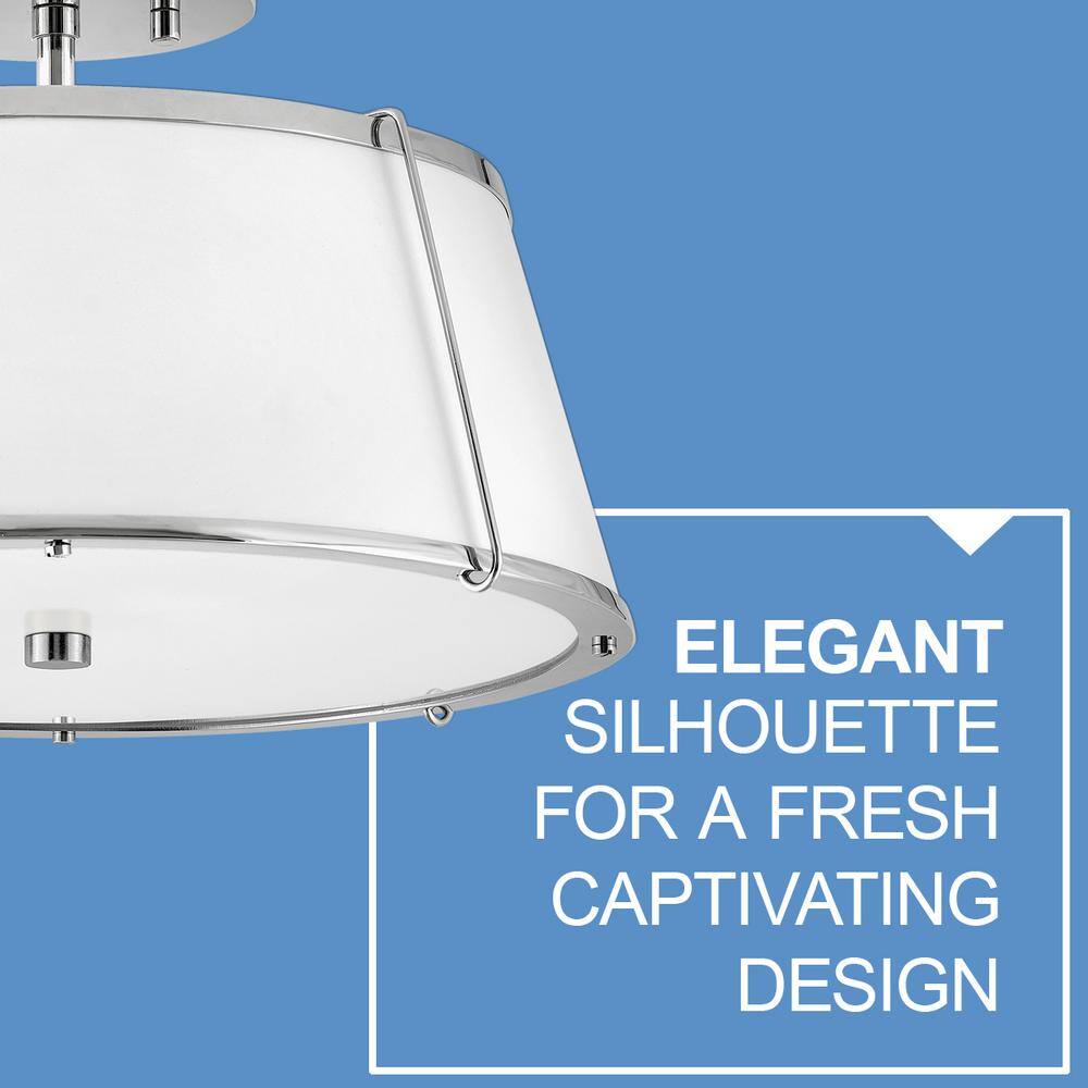 Elegant 2-Light Polished Nickel Drum LED Semi-Flush Mount