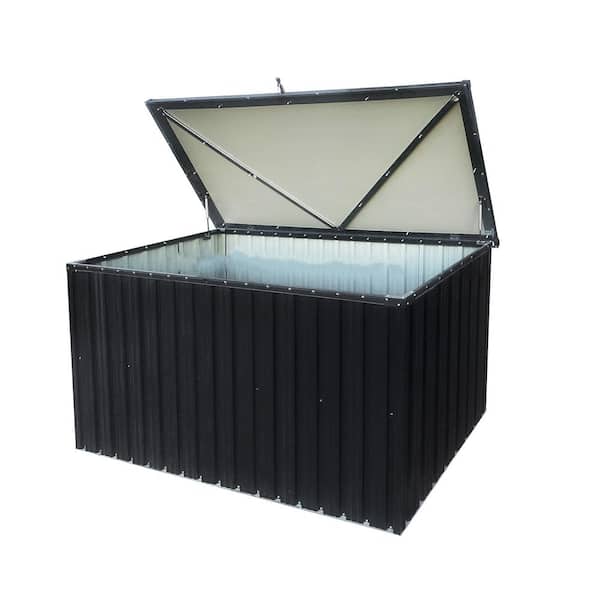215 Gal. Outdoor Metal Deck Box, Storage Box with Lockable Lid-Ideal for Garden, Patio