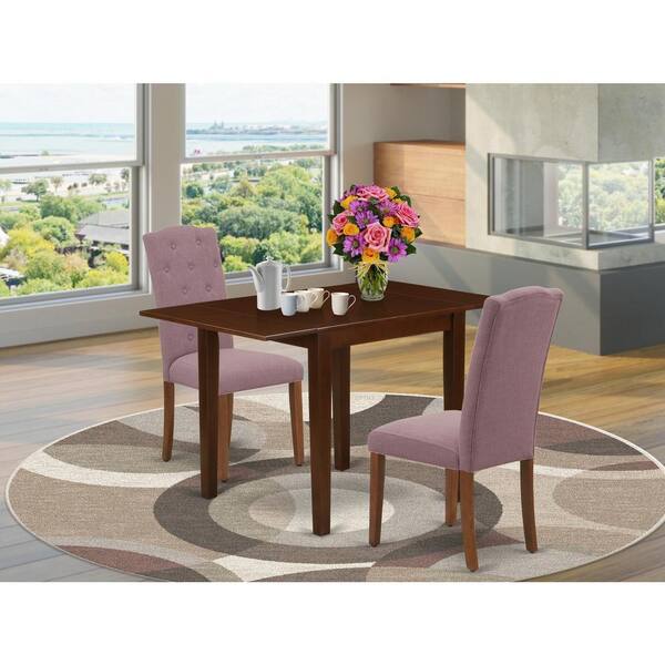 East West Furniture 3 Piece Mahogany Finish Solid Wood Top Dining Table Set 1NDCE3 MAH 10 440 HD