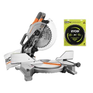 15 Amp 10 in. Corded Dual Bevel Miter Saw with LED Cut Line Indicator with 10 in. 40T Carbide Thin Kerf Miter Saw Blade