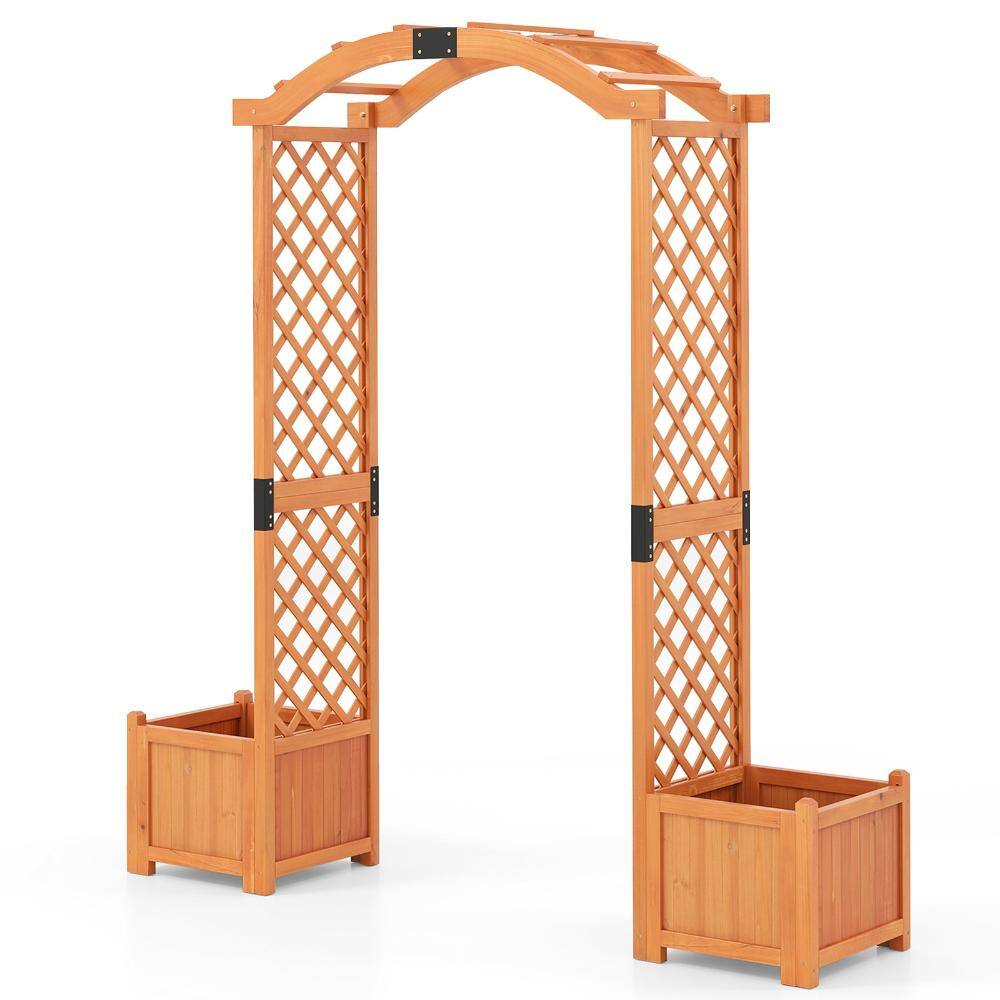 79 in. Natural Fir Wood Garden Arbor with 2 Planter Boxes, Trellis Panels and 40 in. Walkway price history on PriceWatchPro