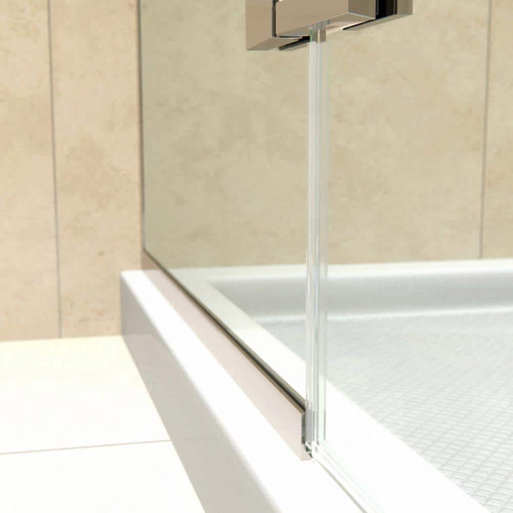 Aqua Ultra Frameless Clear Glass Shower Kit with Brushed Nickel Hardware
