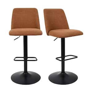 Bruno Terra Adjustable 24"-32" Seat Height High Back Bar Stool (Set of 2) (17 in. W x 32-44 in. H)