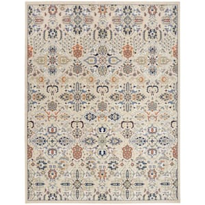 Allur Beige 7 ft. x 10 ft. Abstract Medallion Transitional Area Rug